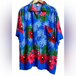 India Boutique Men's 2XL Hawaiian Short Sleeve Button Down Shirt 100% Polyester